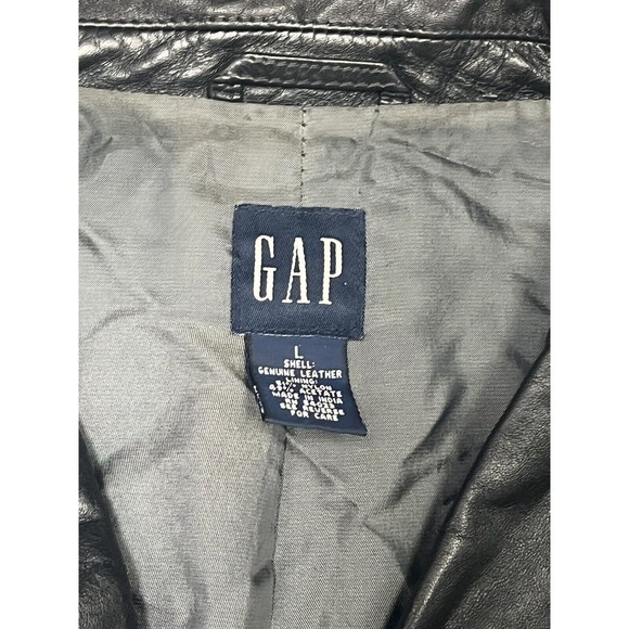 GAP Leather Blazer Womens Sz L Black Jacket Vintage 90's Y2K - Picture 5 of 10